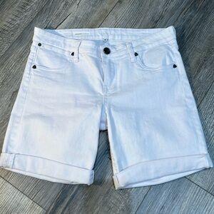 EUC Kut From the Kloth white denim boyfriend shorts.  Waist flat 17”